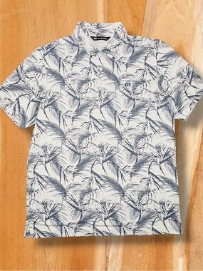 Travis Mathew Around the Bay Golf Polo Shirt Mens Large NWOT Hawaiian White